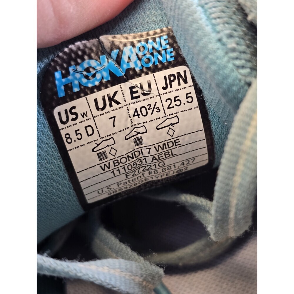 Hoka One One Bondi 7 Shoes Aqua Blue Women’s Size 8.5 1110519 - Picture 7 of 8